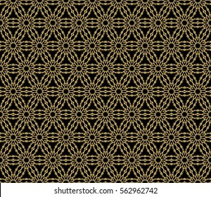 black, gold color seamless floral pattern. vector illustraion