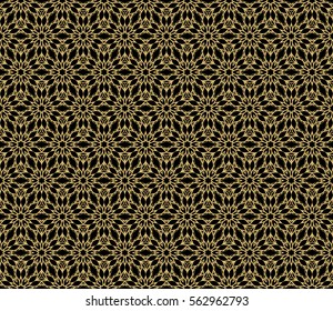 black, gold color seamless floral pattern. vector illustraion