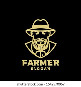 black gold Columbia south america coffee farmer character logo icon design cartoon