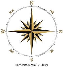 Black and Gold Compass illustration. (vector format)