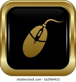 Black gold computer mouse icon. Abstract vector illustration.