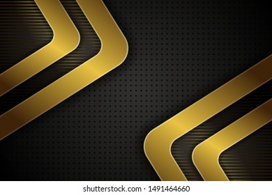 Black and gold concept polygonal background, 3d illustration. line and dot pattern. geometric modern abstract background template. 