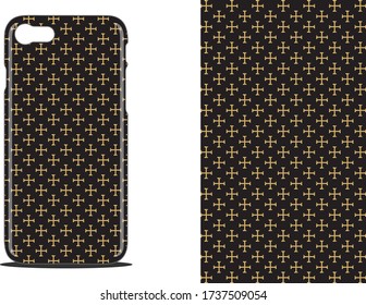 Modelo Black Gold Cross Phone Case Vector plantilla de diseño EPS 10