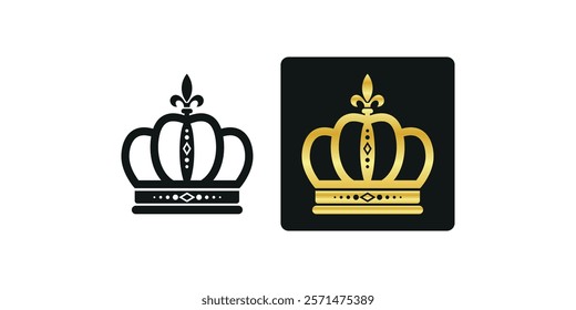 A Black And Gold Crown On White Backdrop