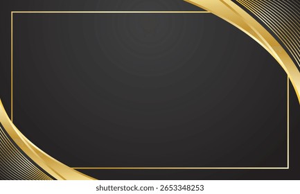 Fundo de curva de ouro preto para certificado de luxo