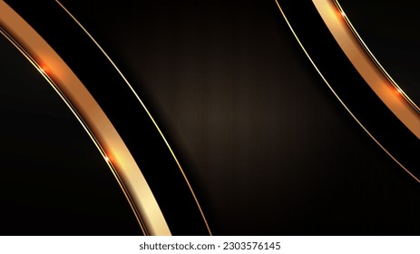 fondo de líneas curvadas de oro negro, abstracto de imagen de lujo de luz dorada, líneas rectas solapan degradados de sombra de capa composición de espacio para banner, diseño de portada de volante, diseño de plantilla de sitio web