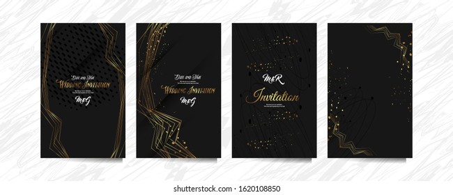 Black and gold design dark background abstract shiny color golden luxury lines template premium
