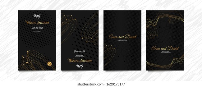 Black and gold design dark background abstract shiny color golden luxury lines template premium