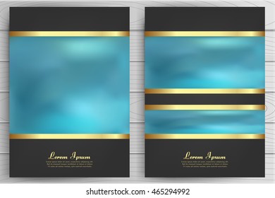 Black and Gold Design Templates for Brochures, Covers, Placards, Posters, Flyers and Banner. Jewel Sapphire. Luxury Design.