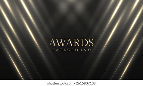 Black and Gold Diagonal Light Rays – Glamorous Award Ceremony Background
