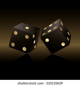 Black and gold dices background