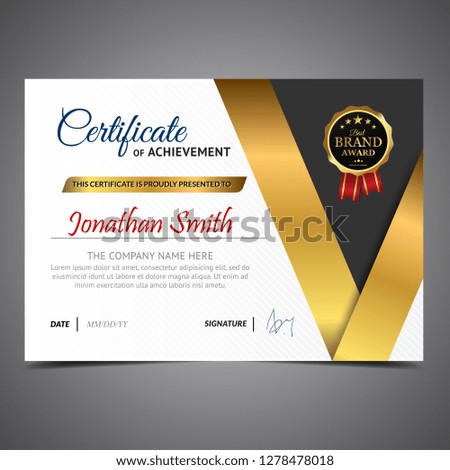 Black And Gold Diploma Template
