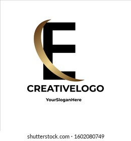 Black gold E letter logo