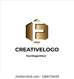 Black gold E letter logo