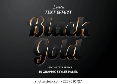 black gold editable 3d text effect
