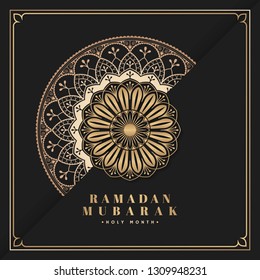 Schwarz-Gold-Eid-Mubarak-Postkartenvektor