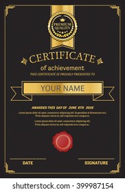 black and gold elegant certificate diploma template vector illustration design