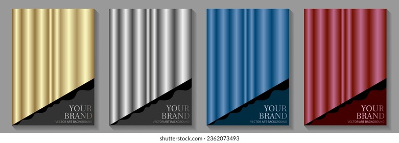 Black and gold elegant cover design set. Modern Luxury vector art background. Premium fashionable template for cover design, invitation, flyer, wedding card, note book, menu design. Red and blue.