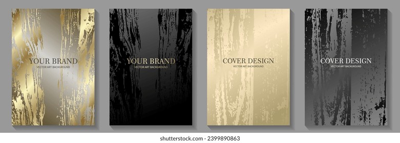 Black and gold elegant cover design set. Modern Luxury vector art background. Premium fashionable template for cover design, invitation, flyer, wedding card, note book, menu design.