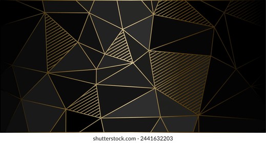 black gold elegant geometric background with triangles and lines