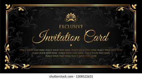 Black and gold exclusive invitation card design