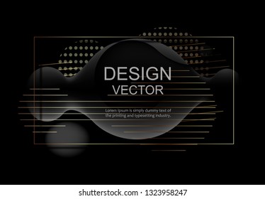 Black gold fashionable frame design. Abstract rectangle geometric pattern design and background. Vector.