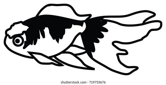 Black Gold Fish Create Outline Vector