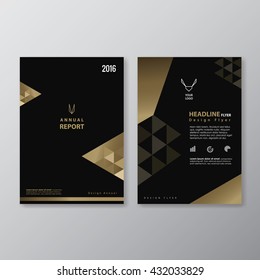 Black And Gold Flayer Design Vintage Abstract Triangle Shape Layout  Poster Brochure Vector Template