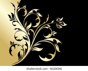 black and gold floral background