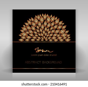 Black and gold floral background. Template for card, flyer or other.