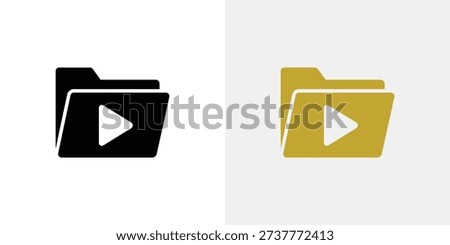 Black and gold folder icons with play buttons for video content organization
