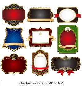 black gold frame labels set vector