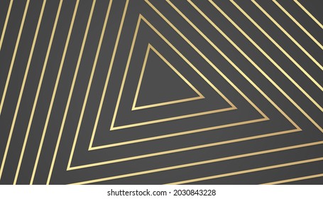 fondo abstracto geométrico de oro negro. concepto de forma de línea triangular de color dorado. lujoso y elegante. plantillas modernas.
