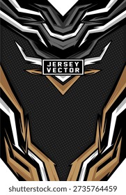 BLACK AND GOLD GEOMETRIC ARMOR STYLE JERSEY DESIGN WITH V-SHAPE PATTERN