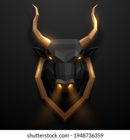 Black and gold geometric bull head