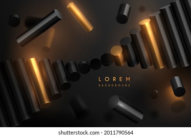 Black and gold geometric objects