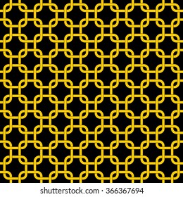 Black and gold geometric pattern with interlocking rounded squares