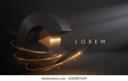 Black and gold geometric shapes with light effects