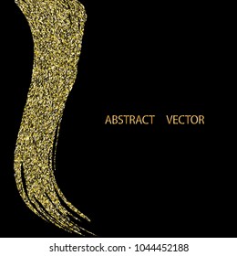 Black with gold glitter background. A DAB of gold paint on a dark background with place for text.
