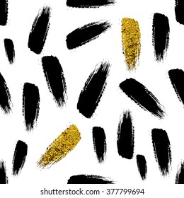 Pincel de brillo negro y dorado sin problemas. Textura vectorial.