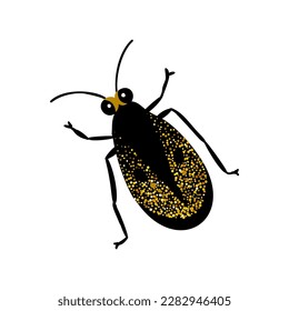 Black and gold glitter bug beetle, celestial vector fairy insect golden art illustration
