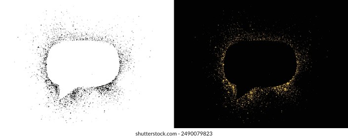 Black and gold glitter speech bubble icon frame