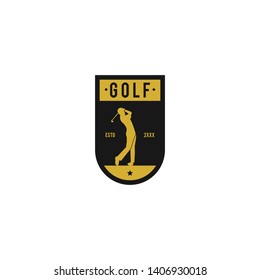 Black and gold golf badge logo icon.