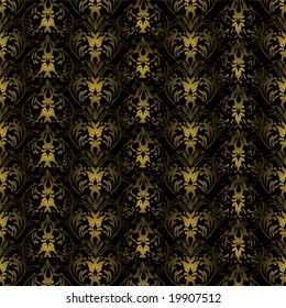 Black and gold gothic repeating background with seamless join