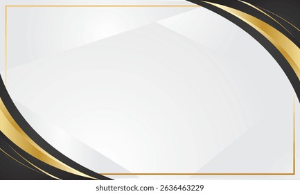 Black gold gradient abstract curve corner border for certificate