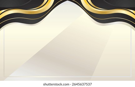 Black gold gradient abstract curve corner border for certificate