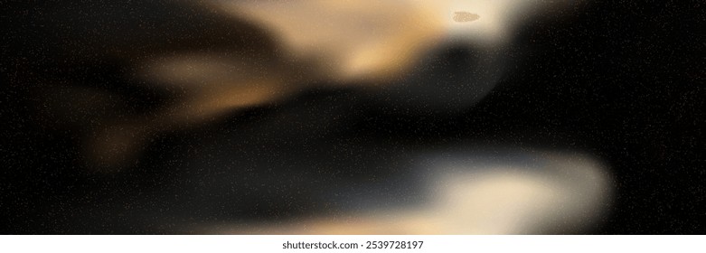 Preto e dourado gradiente bg com ruído como um padrão perfeito. Ilustração de vetor festivo com efeito de aquarela e textura de papel. Plano de fundo abstrato borrado