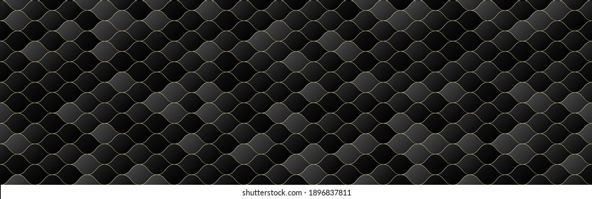 black and gold gradient color wave seamless pattern background, line geometric texture, minimal design style, stock vector illustration panoramic backdrop for social media header, banner, link