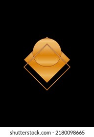 Black Gold Graphic Geometric Shape Icon Minimalist Poster Gold Gradient isolated on Dark Background Design for Card Invitation Page T Shirt Print