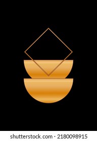 Black Gold Graphic Geometric Shape Icon Minimalist Poster Gold Gradient isolated on Dark Background Design for Card Invitation Page T Shirt Print
